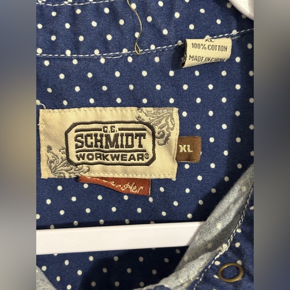 CE Schmidt Women’s Workwear Polka Dot Pearl Snap XL Work Shirt - Picture 4 of 9